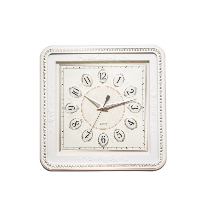 Ceas de perete 42 cm, mecanism silentios, D3328 culoare Alb / Crem