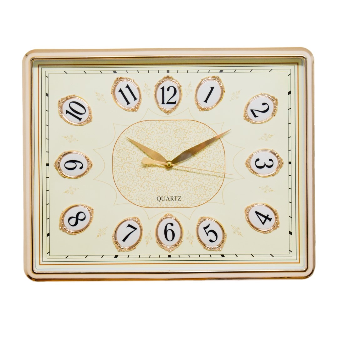 Ceas de perete 49 x 39 cm, mecanism silentios, D3332 culoare Auriu / Crem