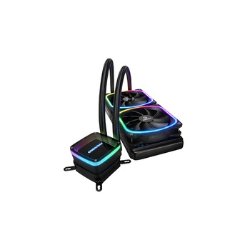Cooler procesor Enermax AQUAFUSION, SquA, Iluminare RGB, Compatibil Intel / AMD, AM4, 350W, Negru Cooler procesor Enermax AQUAFUSION, SquA, Iluminare RGB, Compatibil Intel / AMD, AM4, 350W, Negru