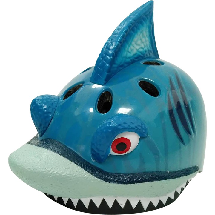 Casca protectie, China global, 3D Shark, 52-55 cm, Albastru
