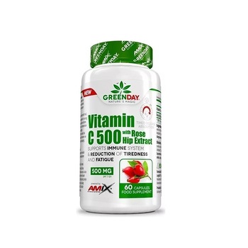 Supliment Alimentar, Amix, Greenday Vitamin C 500 Mg With Rosehip, 60 Capsule Supliment Alimentar, Amix, Greenday Vitamin C 500 Mg With Rosehip, 60 Capsule