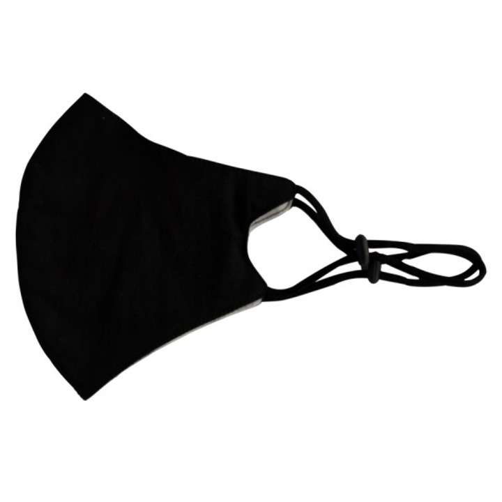 Masca pentru gura si nas din bumbac, Krontex, cu 3 straturi, Negru, Copii