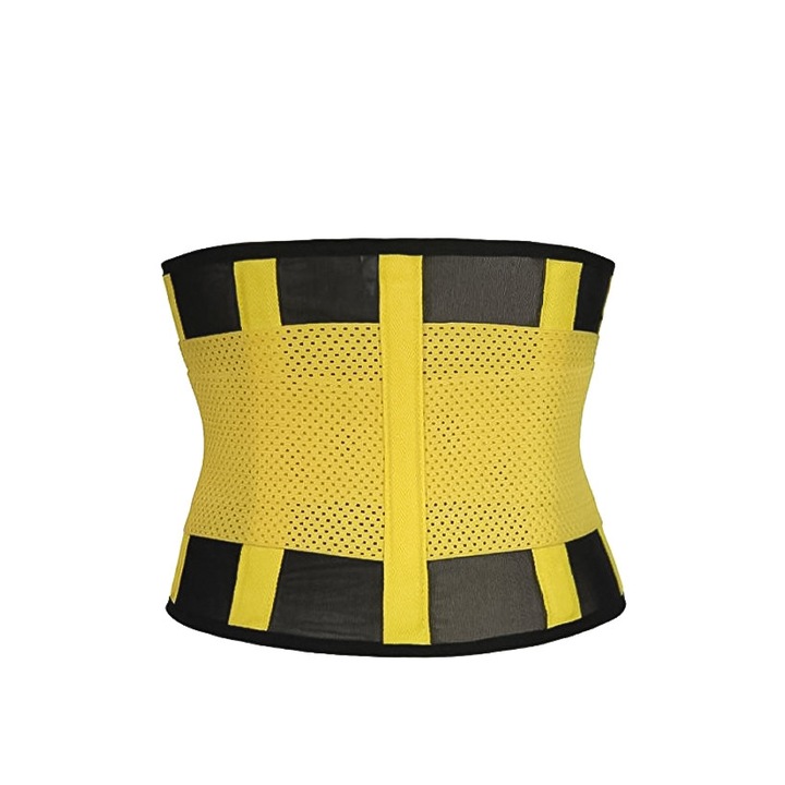 Centura de slabit Caliente Belt, din neotex, usor de purtat, eficienta, adaptare graduala cu scai, masura XL, galben/negru, Doty