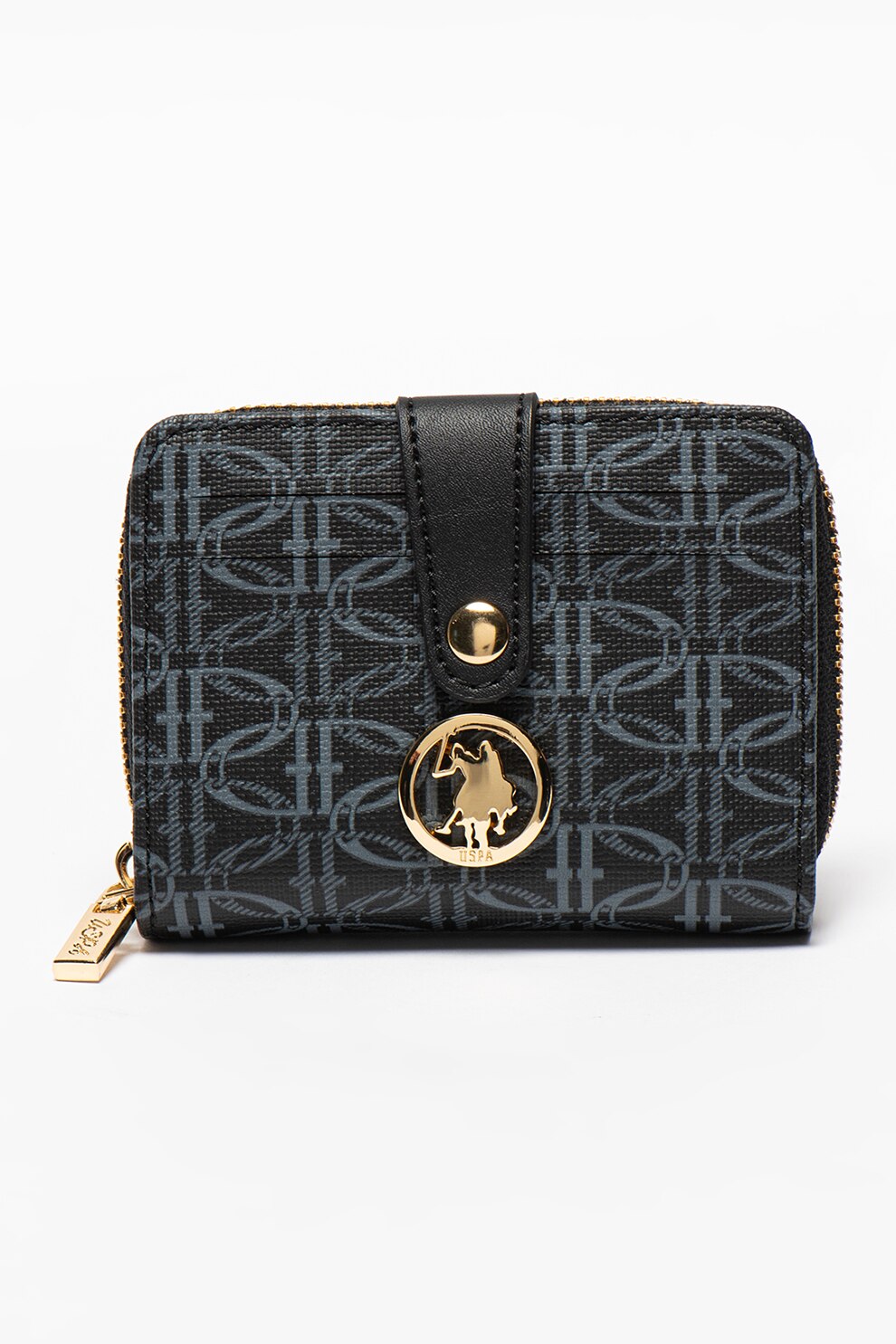 U.S. Polo Assn., Portofel cu monograma, Negru