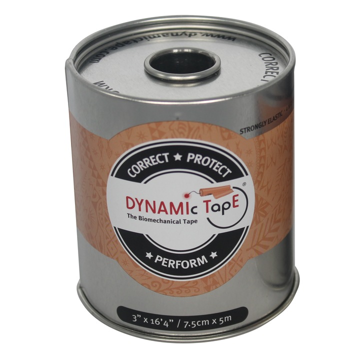 Banda biomecanica, Dynamic Tape, beige cu tatuaj beige, 7.5cm x 5m