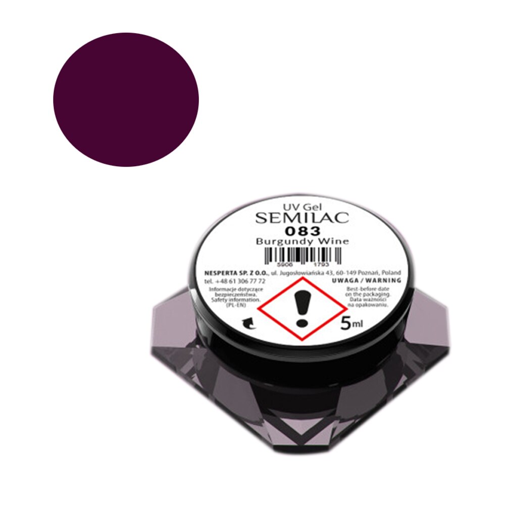 Gel UV color pentru unghii Semilac, 5 g, Burgundy Wine 083