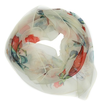 Esarfa de dama, Buticcochet, Galben cu trandafiri multicolori - ES614 Esarfa de dama, Buticcochet, Galben cu trandafiri multicolori - ES614