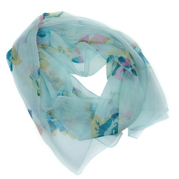 Esarfa, de dama, Buticcochet, Bleu cu trandafiri, 50x160 cm - ES630 Esarfa, de dama, Buticcochet, Bleu cu trandafiri, 50x160 cm - ES630