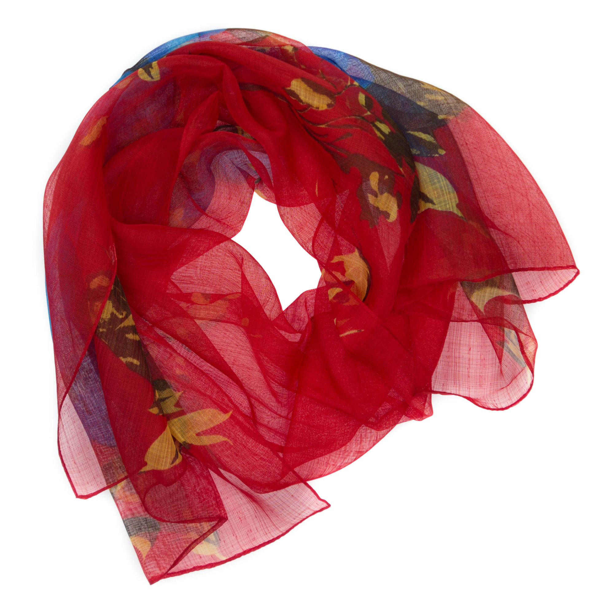 Esarfa, de dama, Buticcochet, Rosu cu imprimeu floral, 50x160 cm - ES629