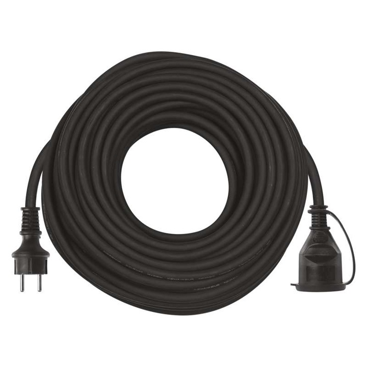 Cablu prelungitor, Emos, Cauciuc, 30m, 3x1,5 Negru
