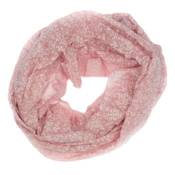 Esarfa circulara, de dama, Roz cu floricele, 48 x 160 cm - ES556 Esarfa circulara, de dama, Roz cu floricele, 48 x 160 cm - ES556