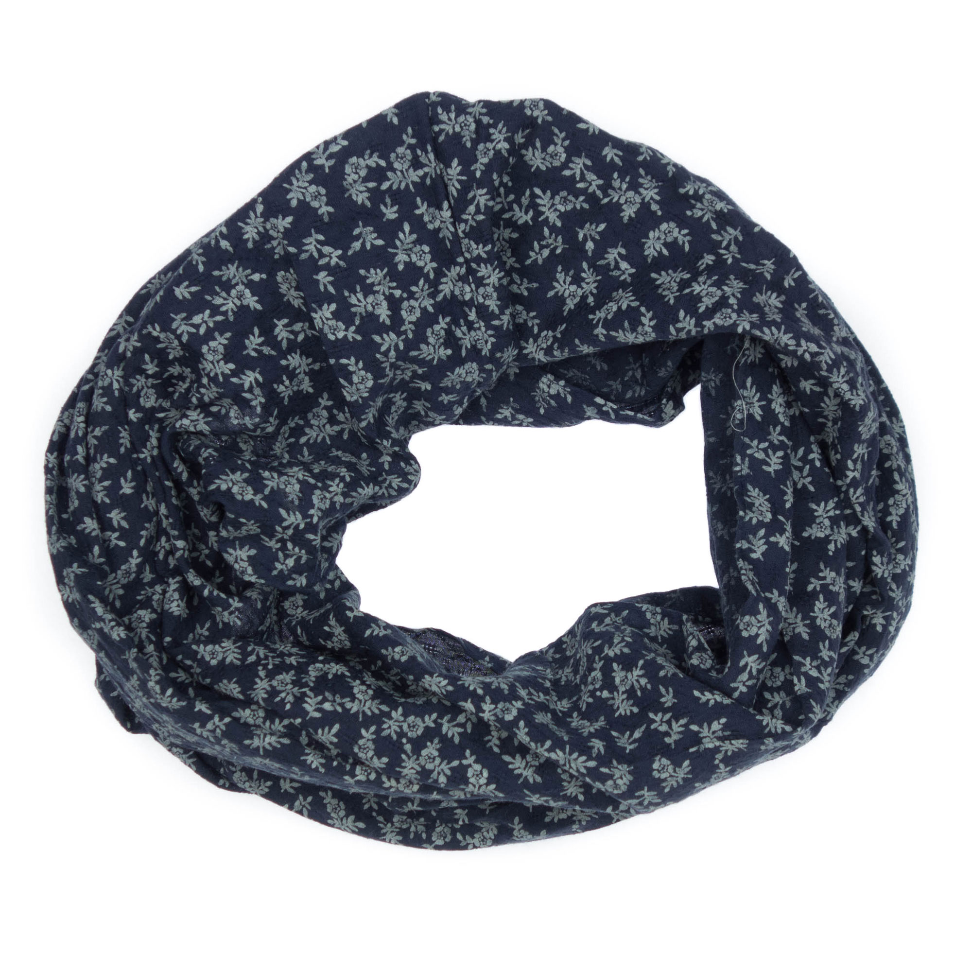 Esarfa circulara, de dama, Bleumarin cu imprimeu floral, 48 x 160 cm - ES570