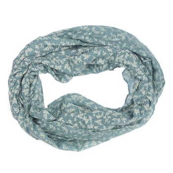 Esarfa circulara, de dama, Bleu cu imprimeu floral, 48 x 160 cm - ES565 Esarfa circulara, de dama, Bleu cu imprimeu floral, 48 x 160 cm - ES565