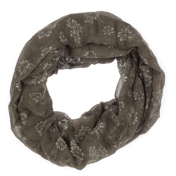 Esarfa circulara, de dama, Maro cu flori, 48 x 160 cm - ES581 Esarfa circulara, de dama, Maro cu flori, 48 x 160 cm - ES581