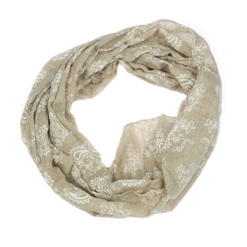 Esarfa circulara, de dama, Bej cu imprimeu mandala, 48 x 160 cm - ES586 Esarfa circulara, de dama, Bej cu imprimeu mandala, 48 x 160 cm - ES586