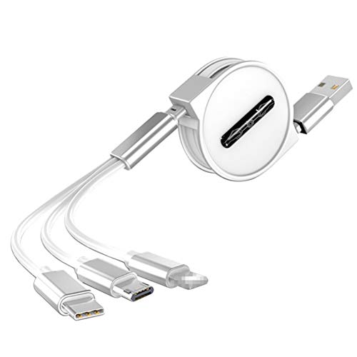 Cablu de incarcare rapida USB 3-in-1, ThinkDo, Tip C / Micro USB pentru telefon / tablete / Samsung Galaxy / Pixel / Sony / LG / HTC, Alb