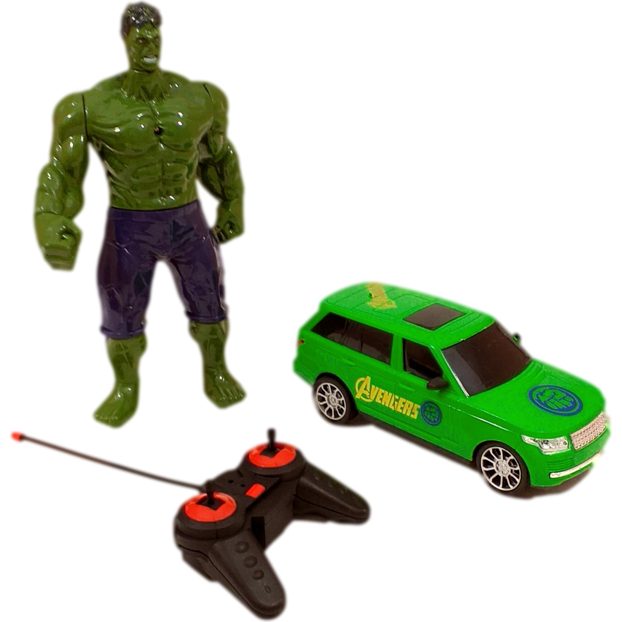 Set masina RC, figurina personaj Hulk inclusa, verde
