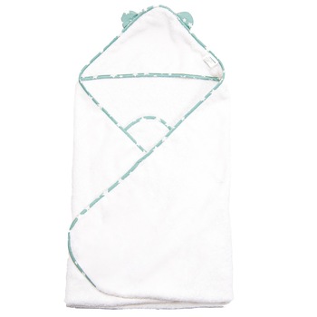 Prosop cu gluga pentru baie copii, BABYEN, bumbac, alb, 100 x 100 cm Prosop cu gluga pentru baie copii, BABYEN, bumbac, alb, 100 x 100 cm