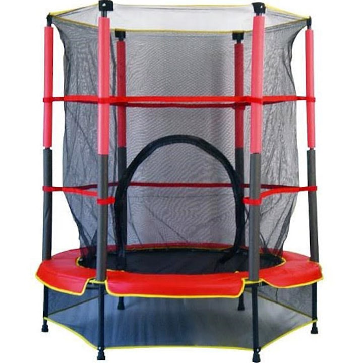 Bigshot 55 Gyerek trambulin védőhálóval, piros, belső és külső, átmérője 140 cm, magassága 160 cm