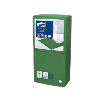 Set 12 pachete de Servetele de masa pentru Cocktail, 2 straturi, Tork 477827, culoare verde inchis Set 12 pachete de Servetele de masa pentru Cocktail, 2 straturi, Tork 477827, culoare verde inchis