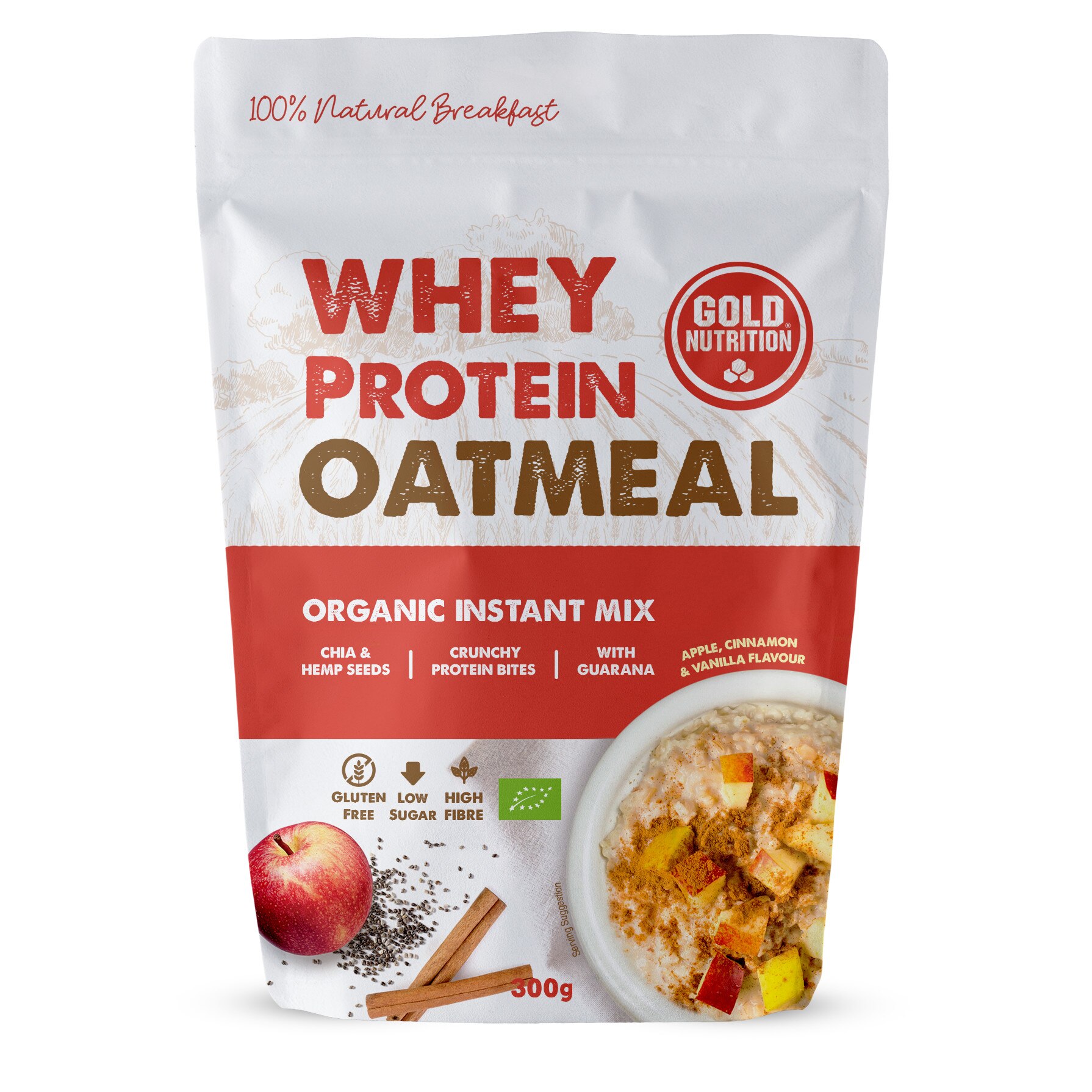 Terci de ovaz cu proteine din zer, GoldNutrition, Whey Protein Oatmeal BIO, 300 grame