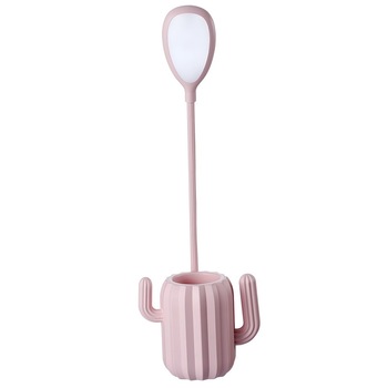 Lampa de birou pentru copii, Ideas4Comfort, cu suport de pixuri, LED, senzor tactil, 3 nivele de luminozitate, portabila, USB, Cactus, roz Lampa de birou pentru copii, Ideas4Comfort, cu suport de pixuri, LED, senzor tactil, 3 nivele de luminozitate, portabila, USB, Cactus, roz