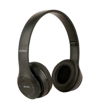 Casti bluetooth P47, cu microfon, radio, pliabile, negru Casti bluetooth P47, cu microfon, radio, pliabile, negru