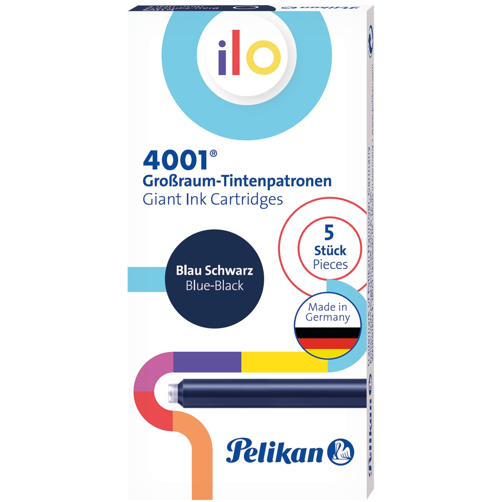 Set 5 Patroane cerneala Pelikan, ilo, dimensiune mare, culoare albastru închis