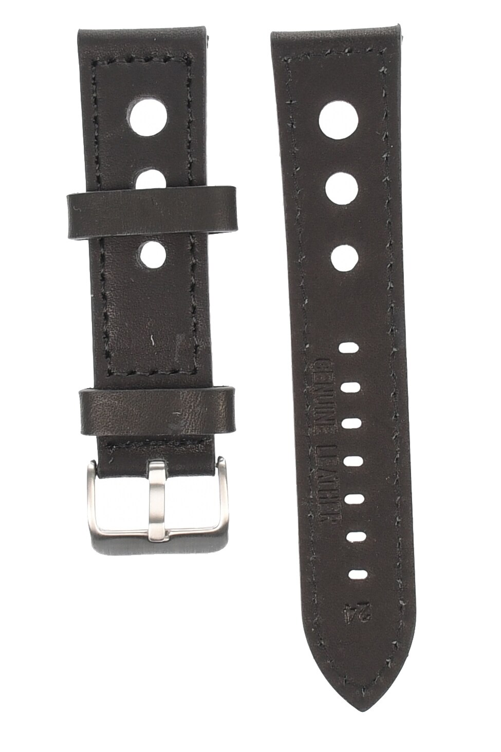 Curea de ceas din piele mata, 24 mm x 20 cm, negru - 609X24N5