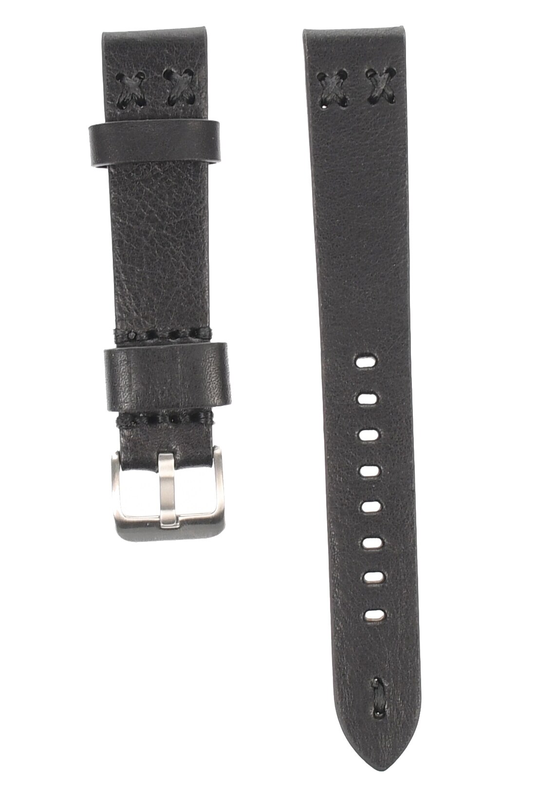 Curea de ceas din piele mata, 18 mm x 22 cm, negru - 609X18NP3