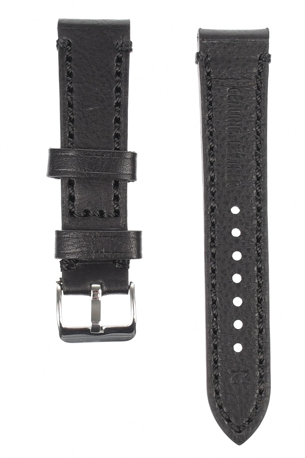 Curea de ceas din piele mata, 22 mm x 20 cm, negru - 609X22N01