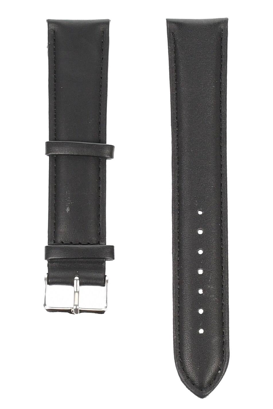 Curea de ceas din piele mata, 18 mm x 20 cm, negru - 604X18N
