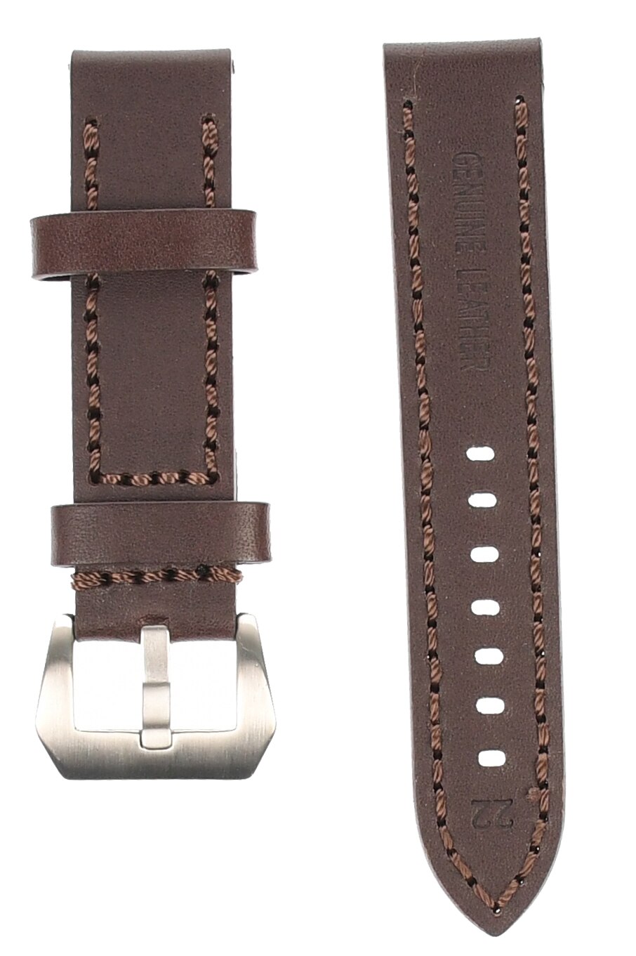 Curea de ceas din piele, 22 mm x 20 cm, maro - 609X22M2