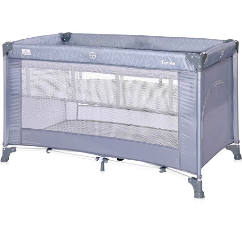 Patut Lorelli Pliabil cu 2 Nivele Torino, Silver Blue