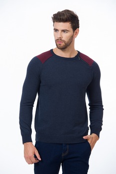 Pulover BE YOU new zip, Bleumarin/Bordo Pulover BE YOU new zip, Bleumarin/Bordo