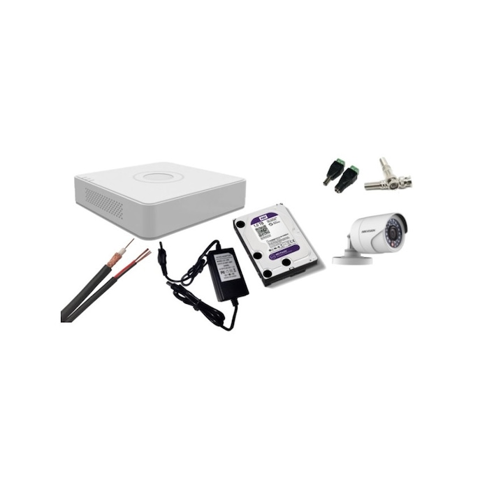 Kit supraveghere video wireless, NVR și 4 camere de exterior tube 3MP