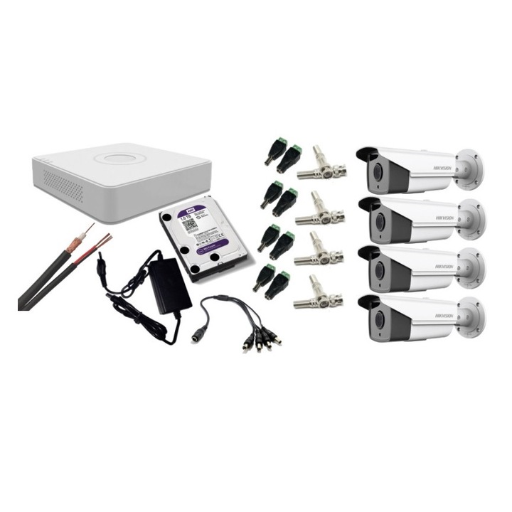 Kit supraveghere video Hikvision 5MP, cu 3 camere 5MP de interior MK301