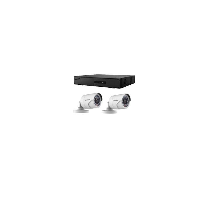 Kit supraveghere video Hikvision 2MP, cu 2 camere 2MP de exterior/interior MK114