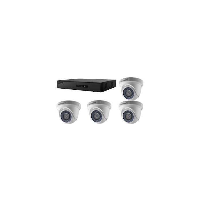 Kit complet 4 camere supraveghere exterior 5MP TURBOHD HIKVISION 20 m IR, sursa alimentare, accesorii +hard 1TB WD Purple