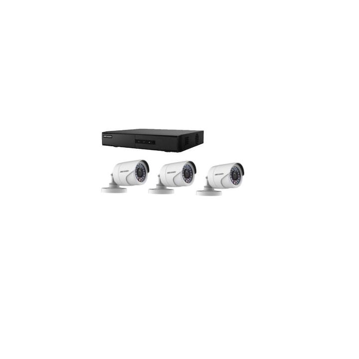 Kit supraveghere video Hikvision 2MP, cu 2 camere 2MP de exterior/interior MK210