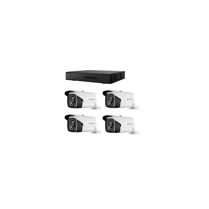 Kit supraveghere video Hikvision 5MP, cu 2 camere 5MP de exterior/interior si HDD 1 TB MK316