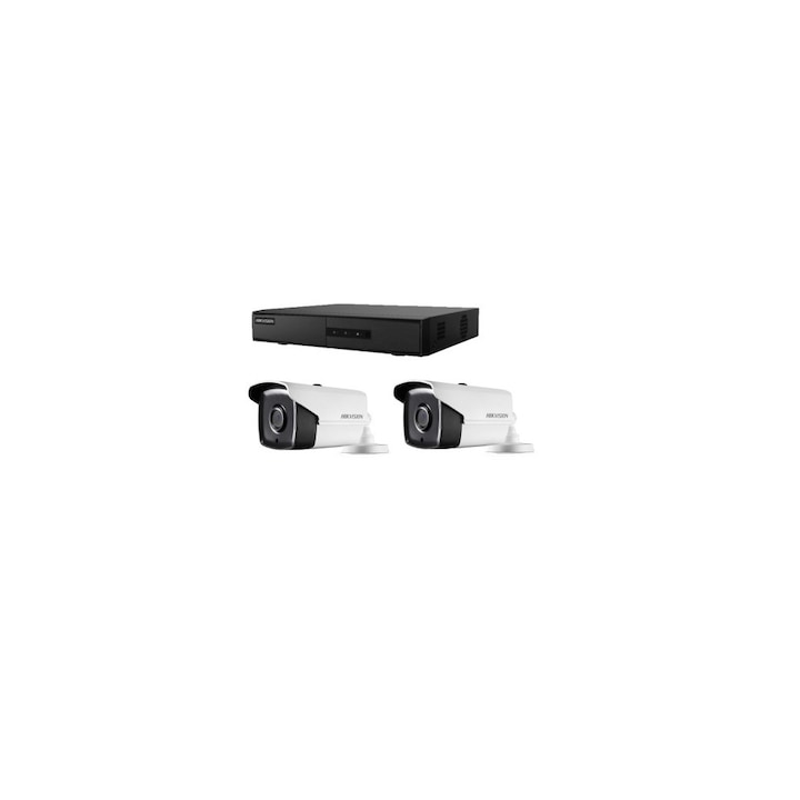 Kit supraveghere video Hikvision 2MP, cu 2 camere 2MP de exterior/interior MK126