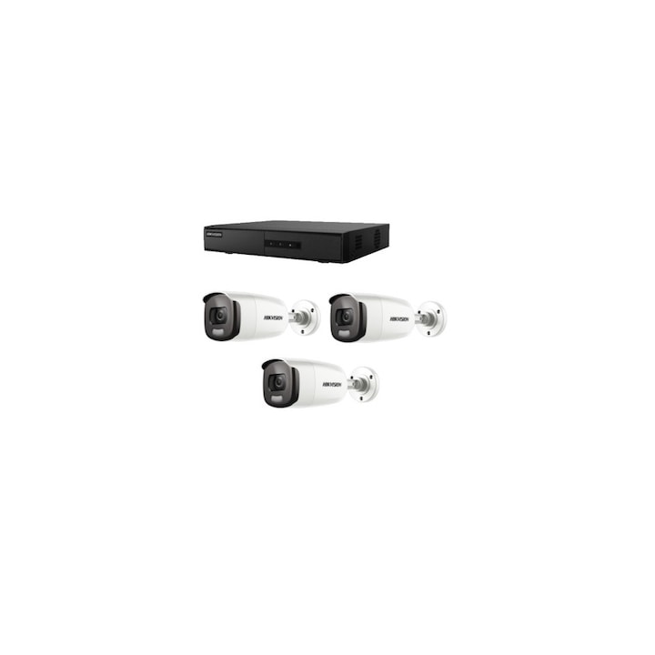 Kit supraveghere video Hikvision 8MP, cu 1 camera 8MP de exterior/interior MK570