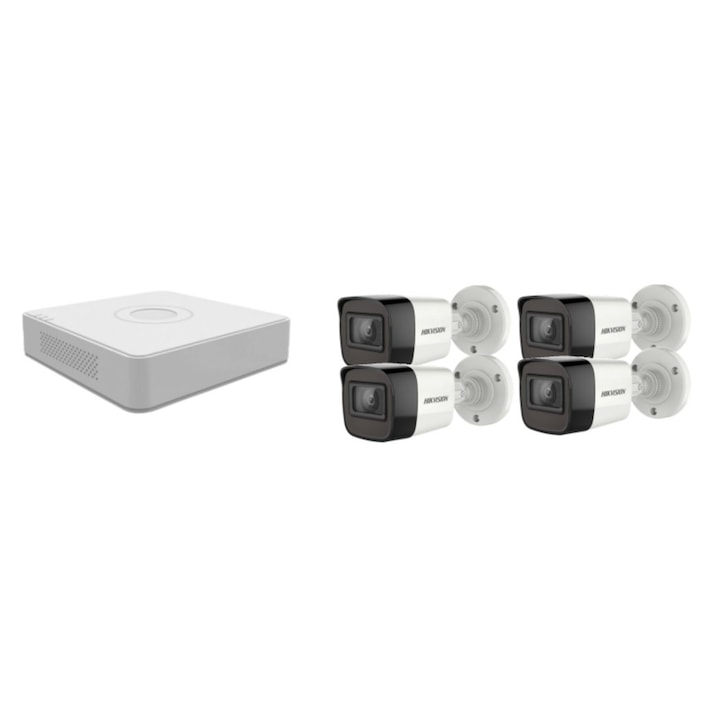 Kit supraveghere video Hikvision 5MP, cu 2 camere 5MP de interior si HDD 1 TB cu accesorii montaj MK558