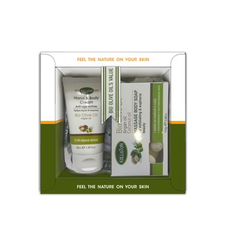 Set cadou compus din Crema pentru maini si corp anti-aging, cu ulei de Argan, 50 ml, sapun exfoliant pentru masaj anticelulitic, cu ulei de argan si nuca de cocos, 110 g, Kalliston, 160 g Set cadou compus din Crema pentru maini si corp anti-aging, cu ulei de Argan, 50 ml, sapun exfoliant pentru masaj anticelulitic, cu ulei de argan si nuca de cocos, 110 g, Kalliston, 160 g
