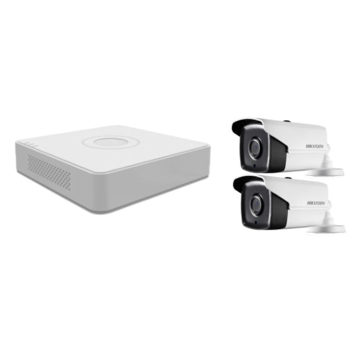 Kit supraveghere video Hikvision, 4 camere supraveghere, DVR, exterior