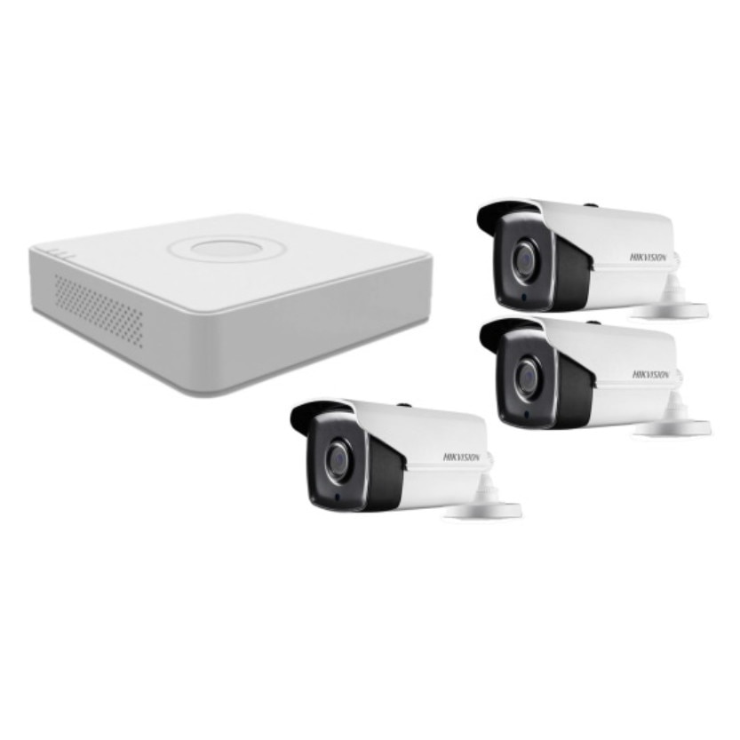 Kit supraveghere video Hikvision 5MP, cu 3 camere 5MP de exterior/interior MK475