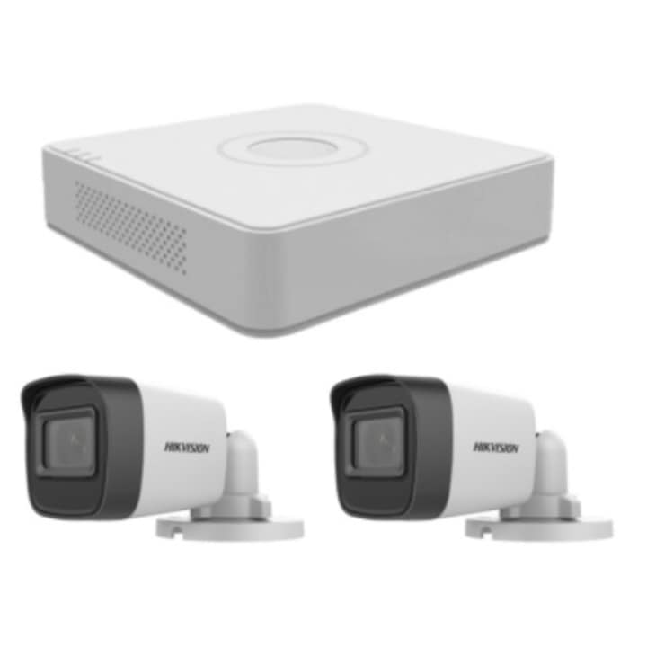 Kit supraveghere video Hikvision 5MP, cu 1 camera 5MP de exterior/interior MK473