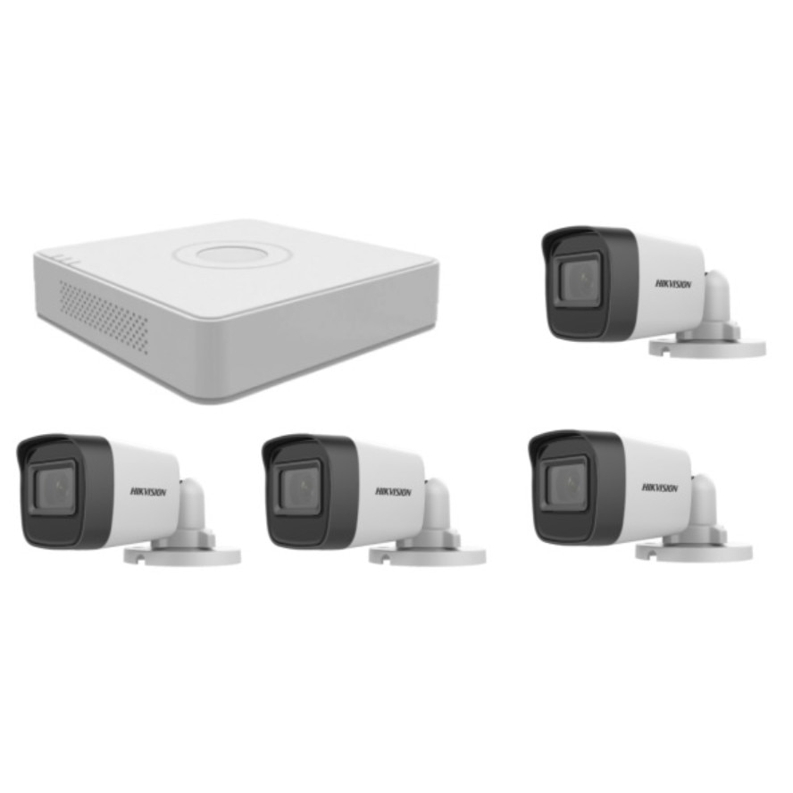 Kit supraveghere video Hikvision 5MP, cu 4 camere 5MP de exterior/interior MK484