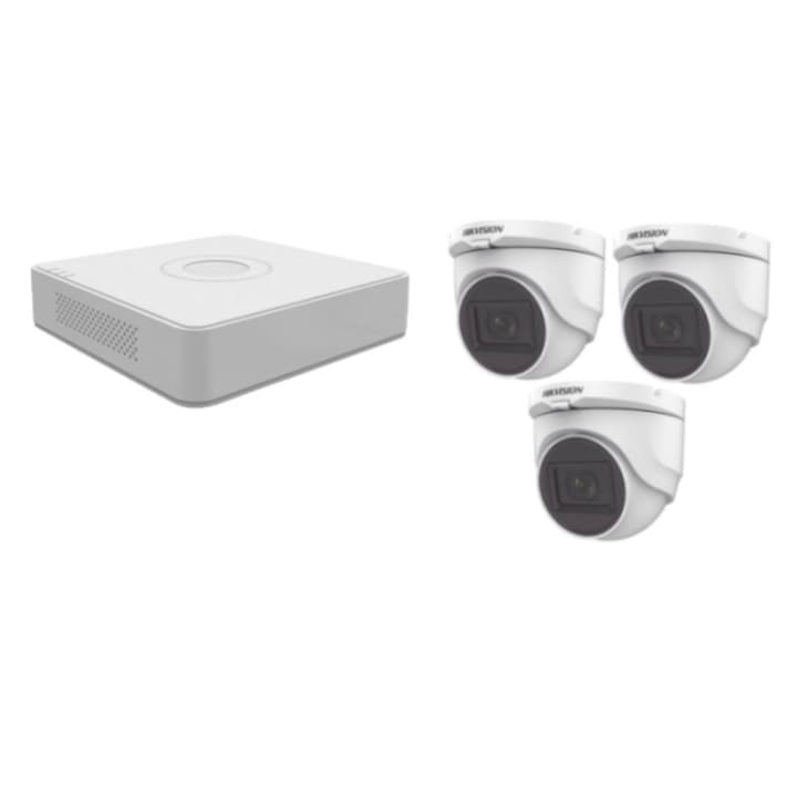 Kit supraveghere video Hikvision 5MP, cu 3 camere 5MP de interior si HDD 1 TB MK503